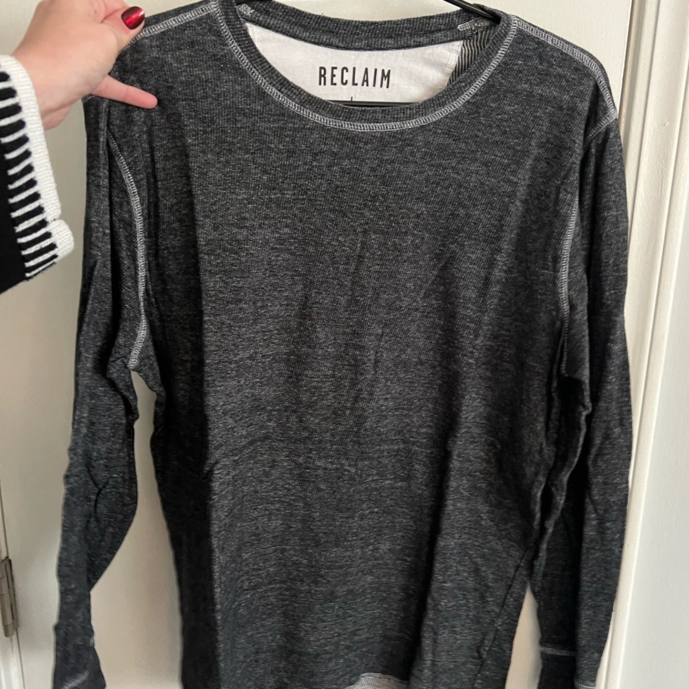 Reclaimed Vintage Men's Long Sleeve Crewneck - Charcoal Gray